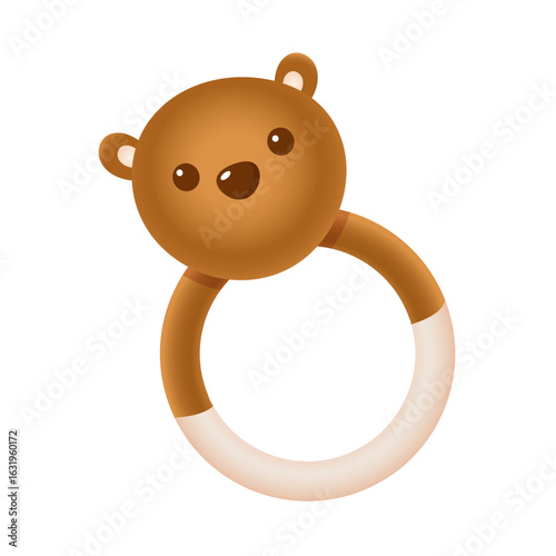 Cute teddy bear plush toy for newborns isolated on white background.