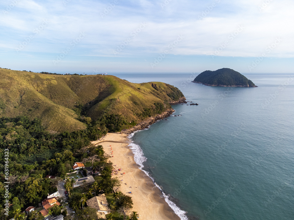 Fototapeta premium The incredible tropical beach amidst the green mountains