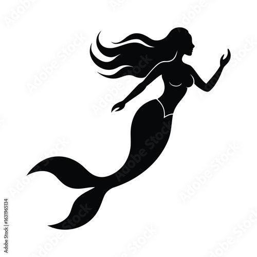 silhouette of a mermaid