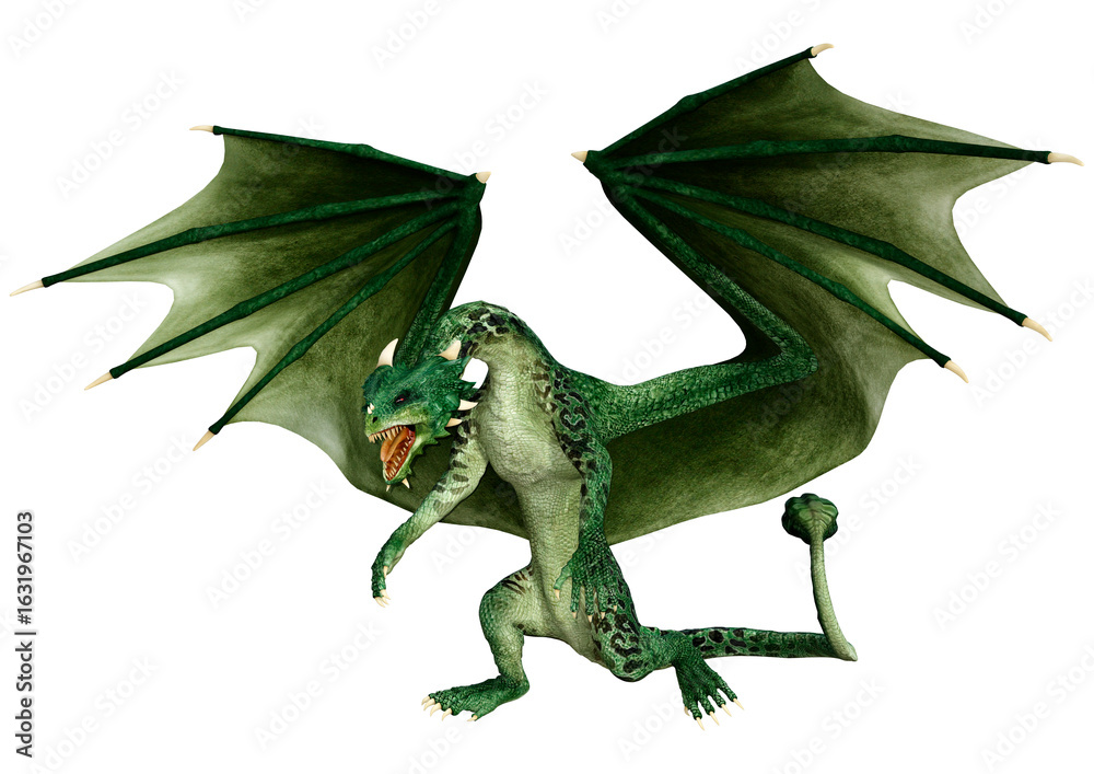Fototapeta premium 3D Rendering Fairy Tale Dragon on White