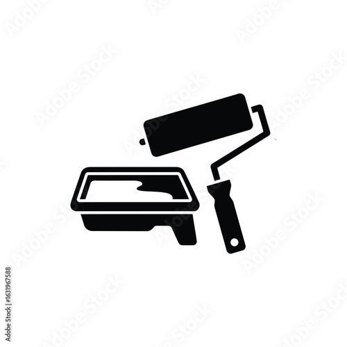 Paint roller and tray icon