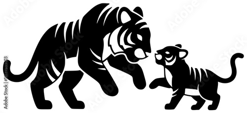 Tiger walking in forest with tiger drinking water and climbing trees slowly