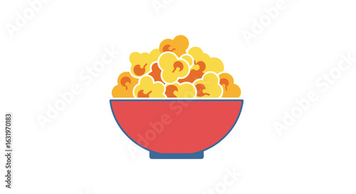 Colorful bowl brimming with delicious popcorn, suitable for movie night