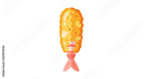 Delicious crispy golden tempura shrimp, a single culinary delight illustration
