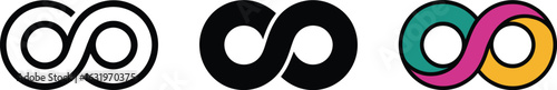 Infinity symbol variations: outline, solid, and color gradients