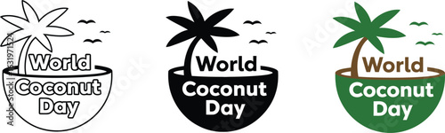 Celebrate World Coconut Day with tropical palm tree icon