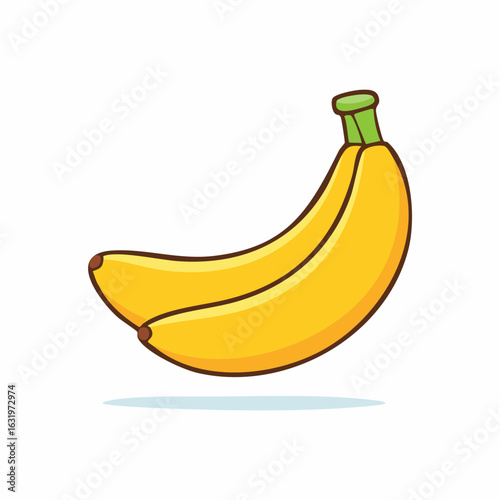 Vibrant Cartoon Banana Illustration on White Background - Healthy Snack Image
