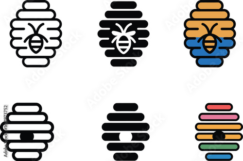 Modern beehive icons for business and nature themes