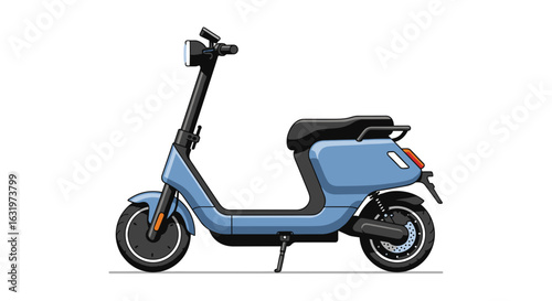 Stylish Blue Electric Scooter Isolated, Promoting Eco-Friendly Urban Transportation Solutions and Clean Commuting Alternatives