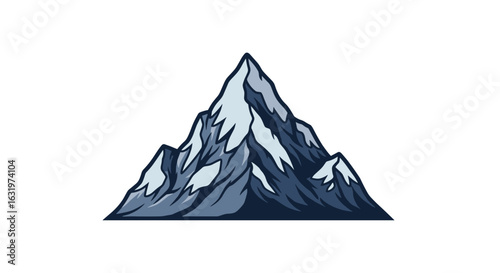 Majestic Snowy Mountain Peak: A Stylized Vector Illustration for Adventure and Exploration Themes