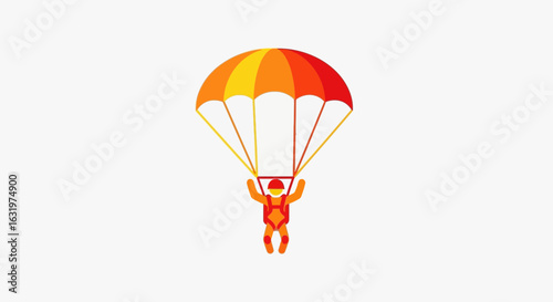 Isolated Parachutist Illustration in Vibrant Colors Against White Backdrop