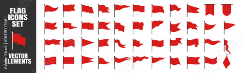 Flag icon set. Collection of flat waving and geometric flags. Vector illustration on transparent background
