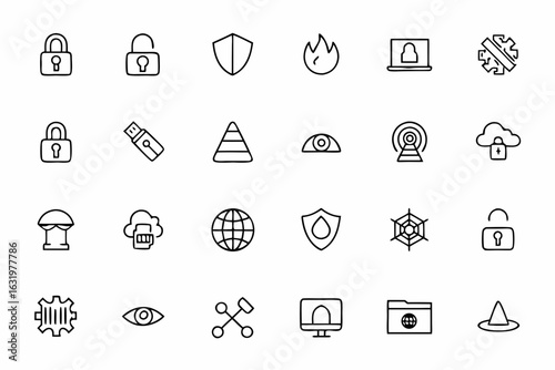A sleek and secure set highlighting online safety, privacy, and cyber defense — great for security software, IT departments, and awareness campaigns