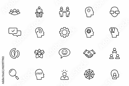A versatile collection representing communication, problem-solving, time management, and other key soft skills — suitable for personal development courses and coaching