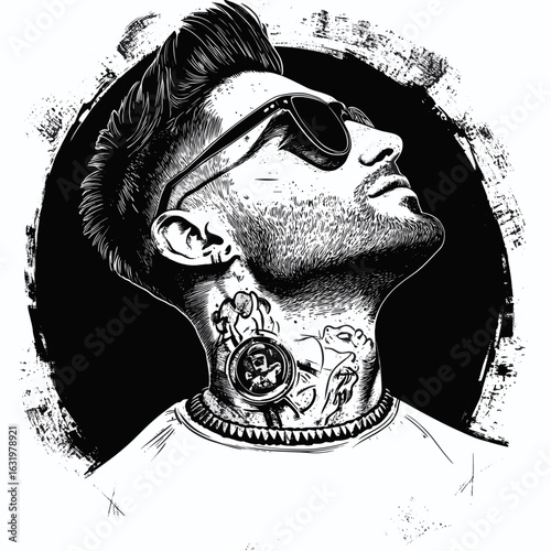 Stylish Barber Shop Portrait with Tattoos