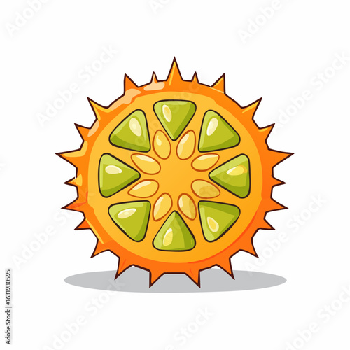 Exotic and Unique Kiwano Melon with Spiky Orange Peel and Green Jelly Interior