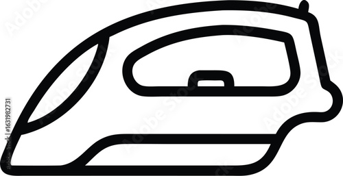 Simple outline drawing of a modern electric iron isolated on transparent background