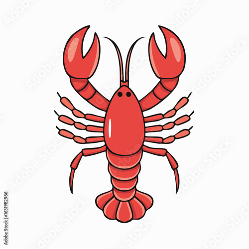 A whimsical and vibrant red lobster illustration on a clean white backdrop art
