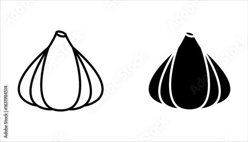 garlic icon set, Simple line vector illustration on white background.