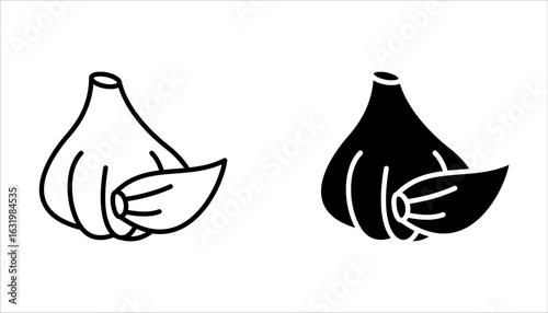 garlic icon set, Simple line vector illustration on white background.