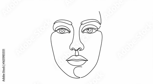 Minimalist line art portrait of a woman's face on a white background