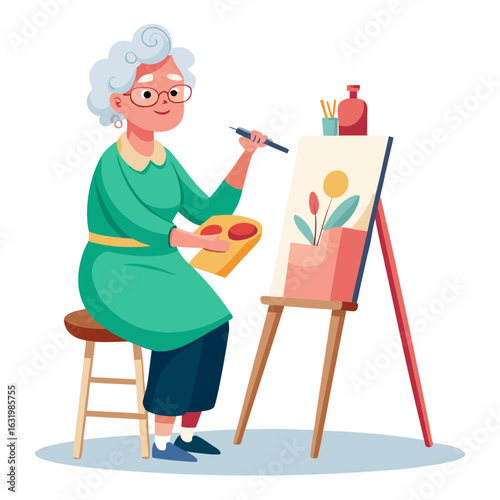 senior woman painting
