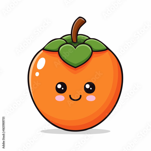 Cheerful Cartoon Persimmon: A Delightful Illustration of a Cute and Happy Fruit