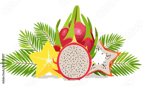dragon fruit on white background