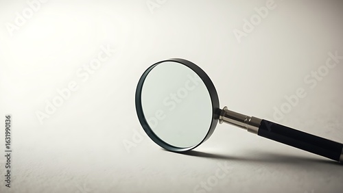 Magnifying glass on a textured surface, highlighting curiosity and attention to detail.