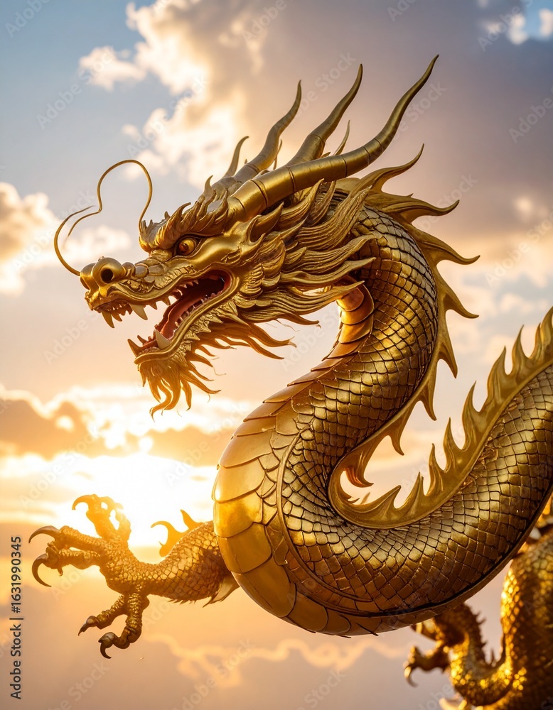 Obraz premium 黄金の東洋龍