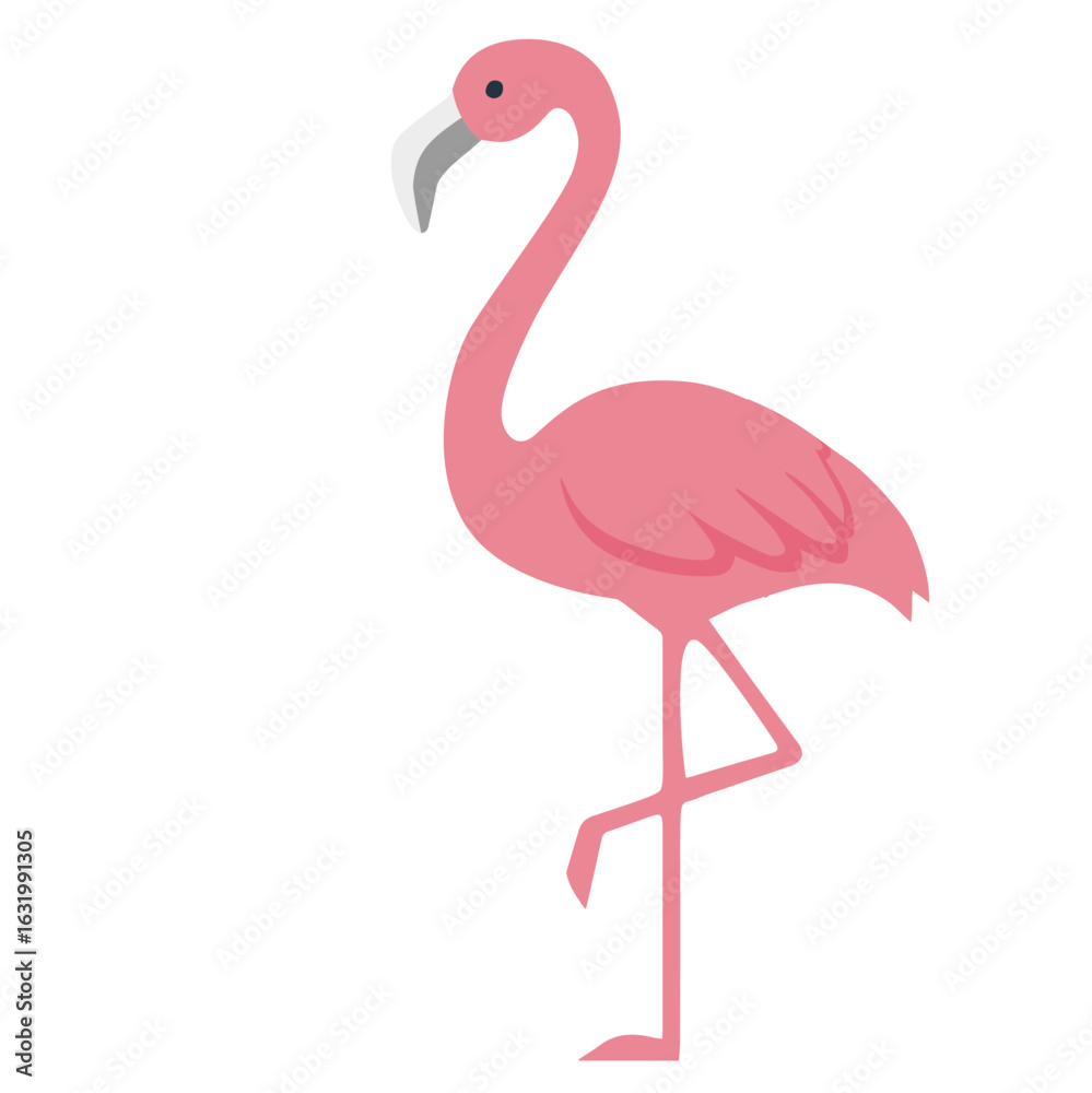 Obraz premium Flat Vector Pink Flamingo