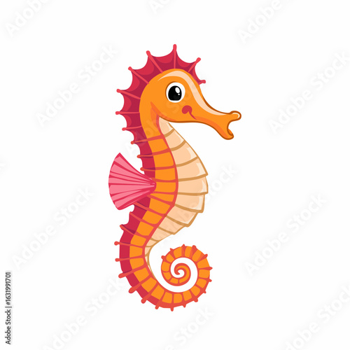 Adorable seahorse cartoon illustration with vibrant colors for children's designs