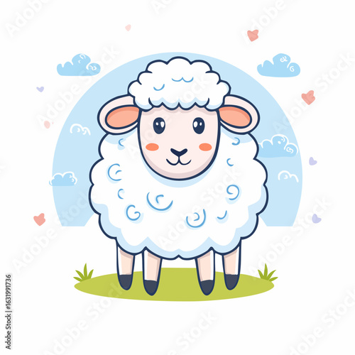 Cartoon Sheep Illustration: A Charming and Whimsical Depiction of a Fluffy Lamb