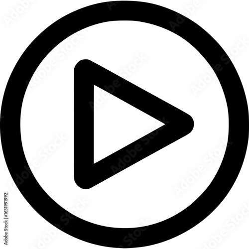 Play Icon: Clean and minimalist, a sleek, high-contrast play icon poised on a crisp presentation.