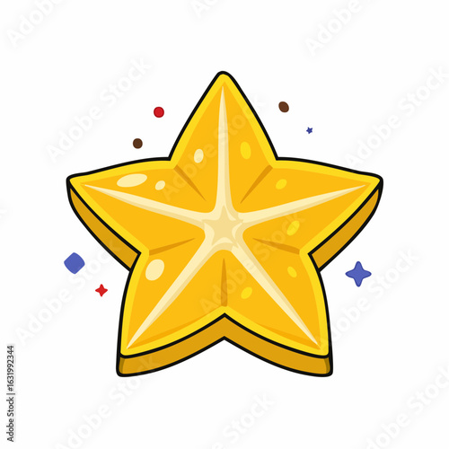 Vibrant Vector Illustration of a Star Fruit Slice with a Playful Cartoon Aesthetic