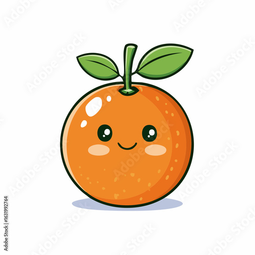 Adorable Orange Character with Big Eyes and Cheerful Smile on White Background