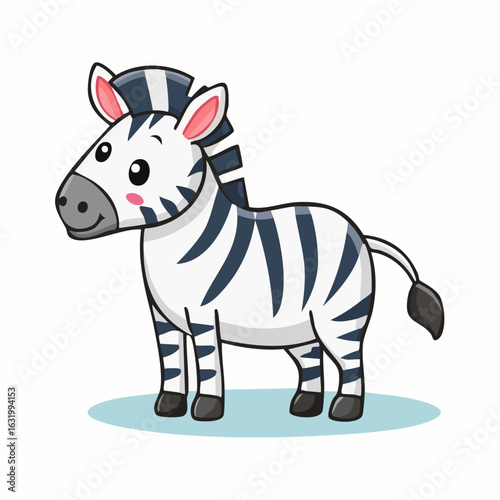Cute Cartoon Zebra Illustration: Playful Animal Character Design for Childrens Content