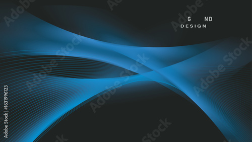 Dark blue graphic wavy wallpaper