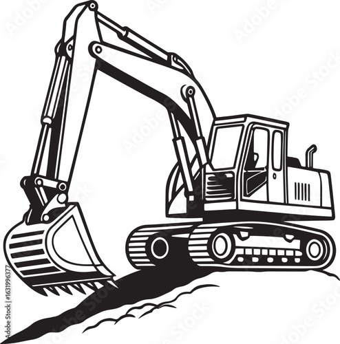 Excavator silhouette vector icon design
