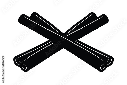 Vector art of crossed cinnamon sticks, isolated on white background