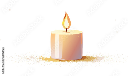 burning candle on a white background