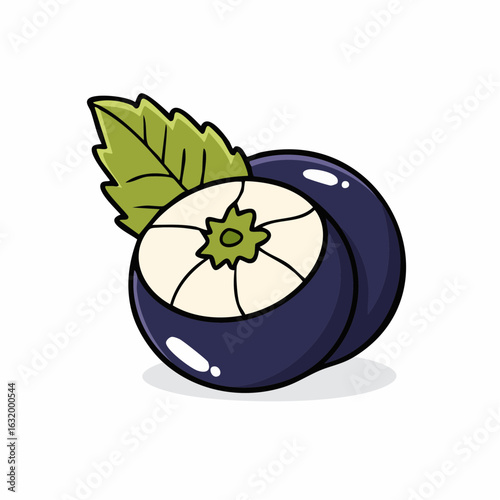 Vibrant Mangosteen Duo: A Colorful and Playful Illustration of the Tropical Fruit