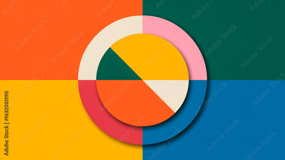 Obraz premium Colorful geometric abstract background with circle shapes, modern minimal design, vibrant colors