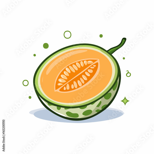 Stylized Cantaloupe Slice: A Vibrant Illustration of Fresh and Healthy Melon