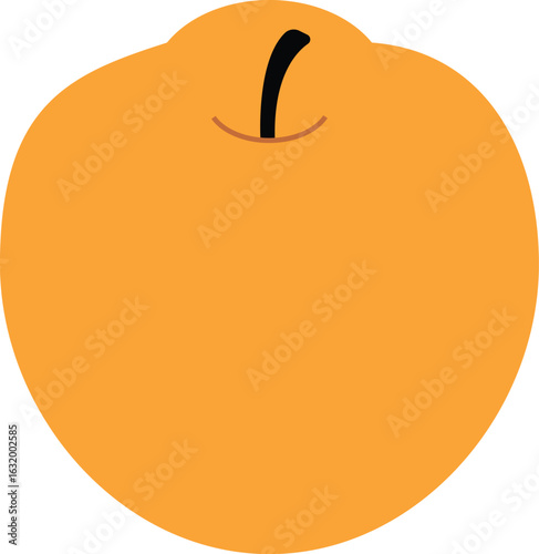 Minimal vector illustration of a fresh Asian pear, also known as Korean pear, ideal for Chuseok holiday designs and representing autumn harvest fruits in Asian culture.