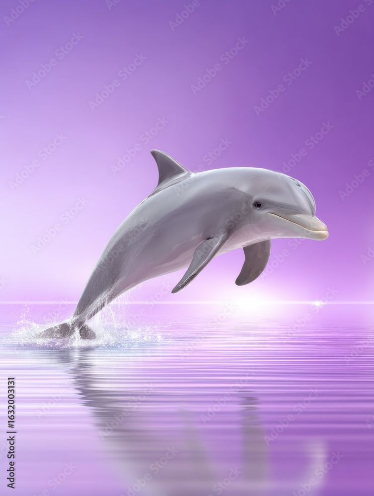 Obraz premium A silver dolphin is flying in the air