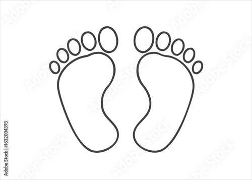 Charming line art depiction of tiny baby feet celebrating children s day with delicate artistic flair isolated on white background
