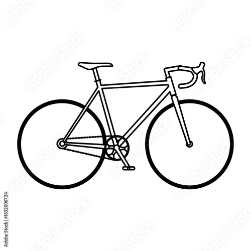 White bicycle silhouette on a black background.