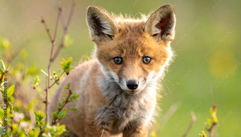 Obraz premium Curious Red Fox Kit in Springtime Meadow