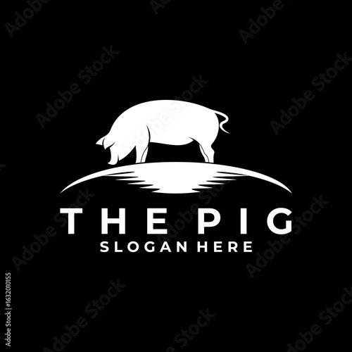Pig farm animal logo design vector template. Elegant Pig logo design icon